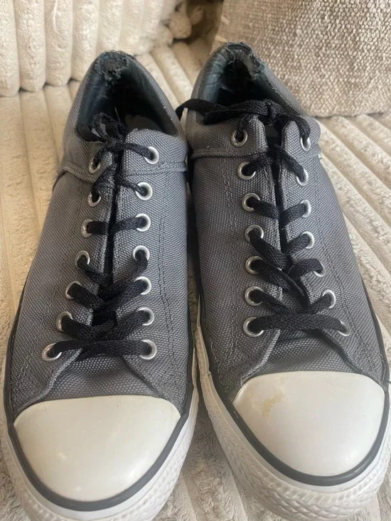 Converse Gray and Black Low-Top Canvas Sneakers - Picture 2 of 12
